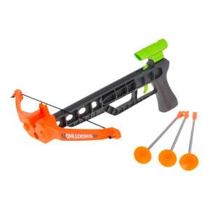Orange and black toy crossbow with green sight and three orange suction cup arrows - Toy Gun, Bullet