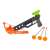 Orange and black toy crossbow with green sight and three orange suction cup arrows