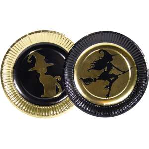 Halloween Papírtányér - Boszorkány & Cica - 8 db - 18 cm