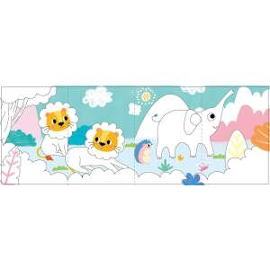 Poster de colorat Avenir Silky Crayon 3 în 1 cu lei și un elefant - Creioane cerate