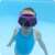 Girl wearing Bestway pink diving mask 22040 while swimming in a pool
