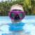 Girl wearing Bestway pink diving mask 22040 while swimming in a pool
