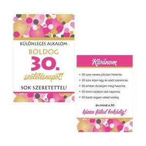 Boldog 30. Születésnapot! Rózsaszín Pasztell Konfettis Boros Üveg Címke
