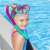 Girl wearing Bestway 24025 Diving Set with Mask and Snorkel, Lila and Turquoise