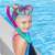 Girl wearing Bestway 24025 Diving Set with Mask and Snorkel, Lila and Turquoise