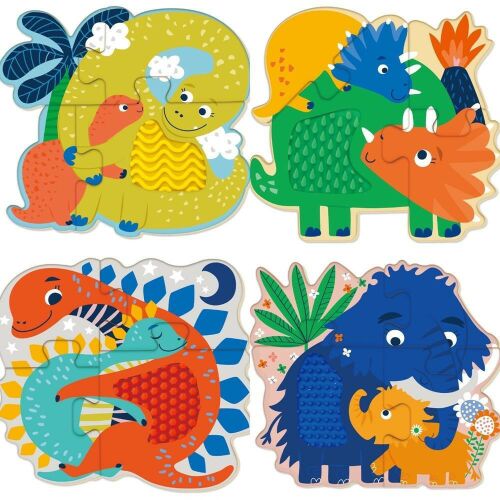 Puzzle tactil din lemn - Dinos 126685134