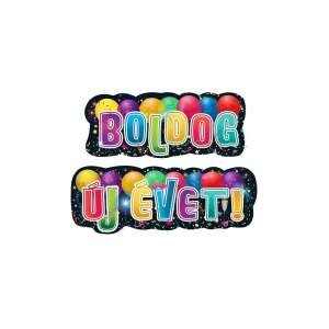 Boldog Új Évet! Feliratú Szilveszteri Banner - 135 cm x 28 cm