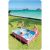 Intex pink rectangular frame pool on tropical beach with children playing