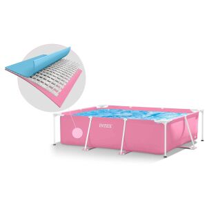 Intex 28266 rectangular frame pool, pink, with 3-layer PVC material detail - Intex Metal Frame Pool