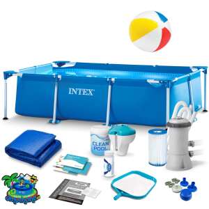 Intex 28270 téglalap alakú keretes medence szett szűrőszivattyúval, takaróval és tartozékokkal - Kerti medence