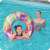 Girl using Bestway 91cm inflatable swim ring with colorful mandala design, two handles, in a pool