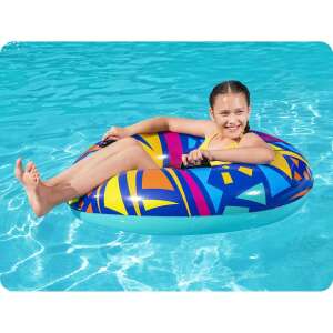 Bestway 107 cm-es felfújható úszógumi színes geometriai mintával, tökéletes a vízben való pihenéshez - Gyerek úszógumi