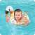 Child using Bestway swan glitter pool float