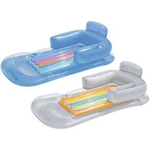 Bestway 43028 aufblasbarer Loungesessel mit Rückenlehne und Getränkehalter, blau und weiß - Bestway Strandmatten