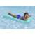 Woman relaxing on Bestway Comfort Plush inflatable pool float with built-in pillow, turquoise