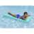 Woman relaxing on Bestway Comfort Plush inflatable pool float with built-in pillow, turquoise
