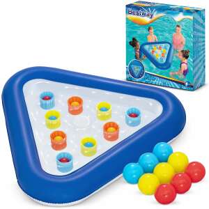 Bestway Pong Champion inflatable pool game, triangular shaped, with 9 colorful balls and 10 holes - Bestway