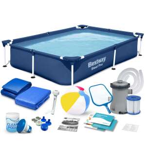 Bestway 221x150x43cm Rectangular Frame Pool Set with Accessories - Bestway Metal Frame Pool