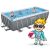 Cartoon image with Bestway Power Steel pool with family swimming
