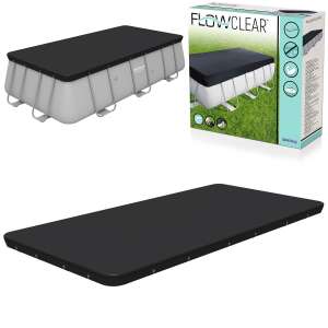 Bestway 58232 Pool-Abdeckung für rechteckige Rahmenpools, schwarz, 396 x 185 cm