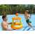 Family playing with Intex Floating Hoops inflatable basketball hoop in pool