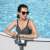 Bestway pool drink holder with towel rack, woman relaxing in pool