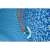 Bestway pool cleaning brush, 58786, turquoise, white bristles, in use, cleaning pool wall