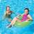 Two girls using Intex 76 cm green inflatable swim ring with handles in a pool