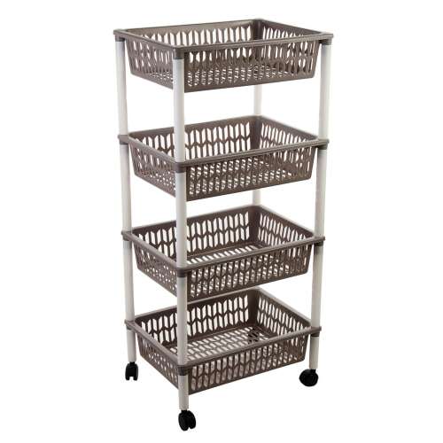 Heidrun Rekesz 4-es 40x30x89cm gurulós tároló, 4 szintes, szürke