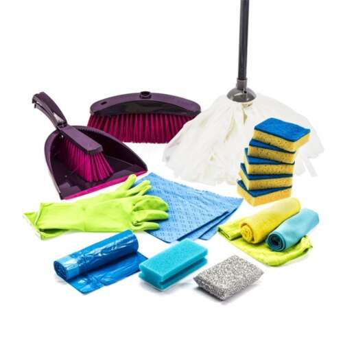 York takarító szett 12 darabos, seprűvel, lapáttal, felmosóval, szivacsokkal, kendőkkel, kesztyűvel és szemeteszsákokkal