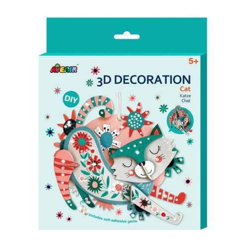 Avenir 3D Decoration Cat DIY kit, includes self-adhesive gems, 5+
