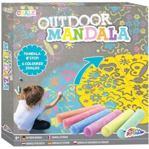 Set de creta Grafix Mandala în aer liber cu șablon de 57 cm și 6 crete colorate - Grafix