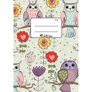 Füzet tűzött A5 vonalas 32 lap 1. osztály "Bagoly" "14-32"VICTORIA