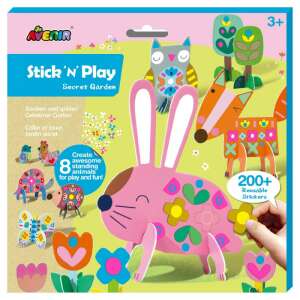 Set de activități cu autocolante și modele 3D Avenir Stick 'n' Play Secret Garden, cu iepure, vulpe, bufniță și alte animale - Puzzle 3D
