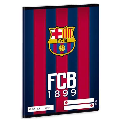 FC Barcelona A5-ös füzet piros-kék csíkokkal és a klub logójával