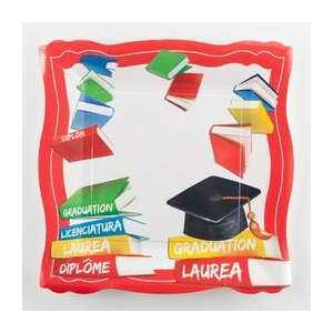 Ballagási Papírtányér - Könyves Dizájn - 10 db - 24 cm