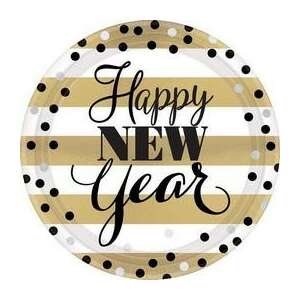 Party Tányér - Szilveszter - Arany - 23cm - 8db