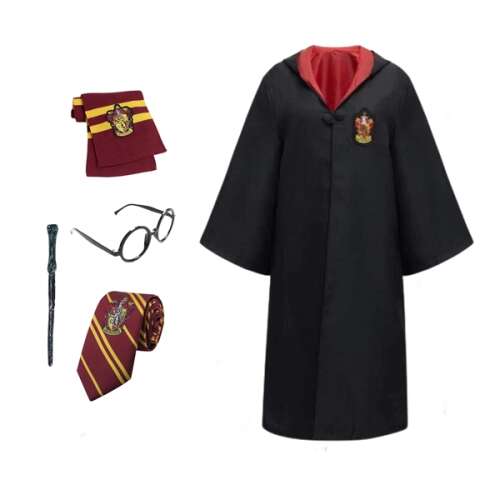Harry Potter gyermek karneváli jelmez nyakkendővel, szemüveggel, pálcával és sállal, IdeallStore®, 3-5 év