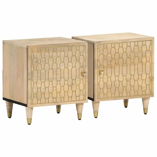 vidaXL Mangófa Éjjeliszekrény Szett - 2 db - 40x33x46 cm