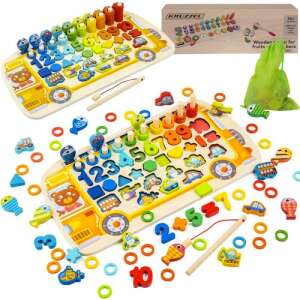 Montessori nagy autós fa játék - betűk, számok, színek, formák 95107231 Fa építőjáték