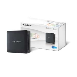 Gigabyte Brix Mini-PC mit Intel Core i5 Prozessor, schwarz, Vorderansicht mit Verpackung - Barebones