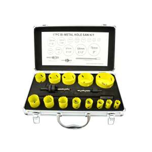 Geko 17 piece bi-metal hole saw kit for metal and wood, in aluminum case, 65-80mm - Tool accessories