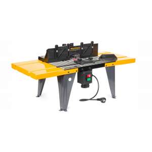 Powermat PM1186 router table with extension wings, yellow and black - Workbench
