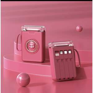 Pink PowerBank with built-in cables, portable charger - External Battery & Power Bank