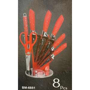 Set de cuțite Bachmayer de 8 piese, roșu, cu suport și foarfece - Bachmayer