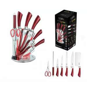 Platinium Collection 8-piece knife set with scissors and stand, PL-S10R, red handles, stainless steel blades - Kitchen Knife