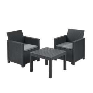 Set de mobilier de grădină Emma Balcony 2 locuri cu masă Chicago, negru, cu perne - Seturi mobila gradina