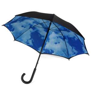 Umbrelă cu model de nori cu mâner negru - Umbrele