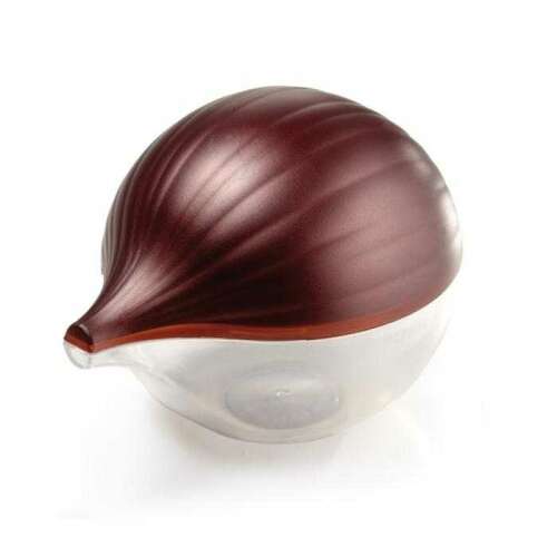 Snips onion saver, red onion shaped plastic container for storing cut onions, keeps onions fresh
