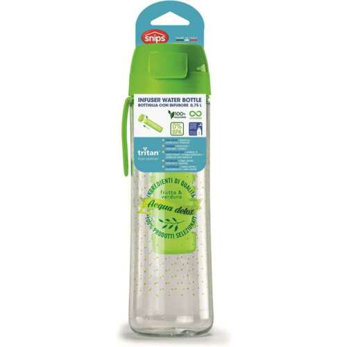Boca za vodu s infuzorom Snips 000433, 0,75 litara, zelena, Tritan, bez BPA, s ručkom